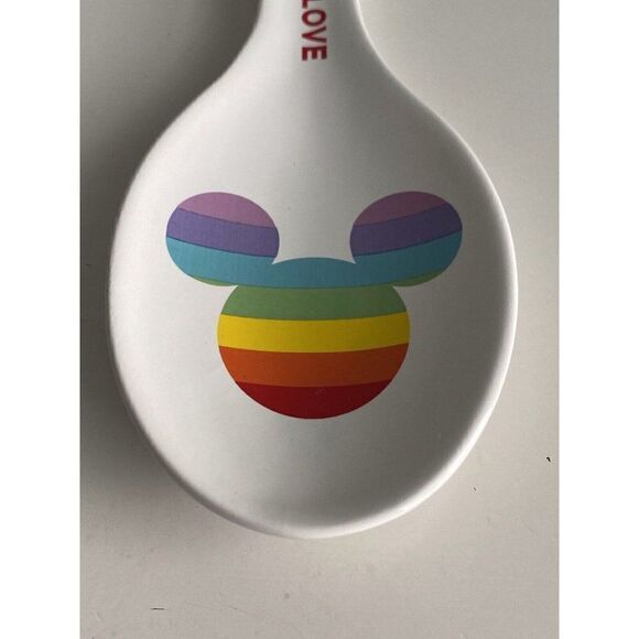 Disney Mickey Mouse Pride Collection Kitchen Spoon Rest Ceramic Love Is Love NEW - Picture 2 of 9